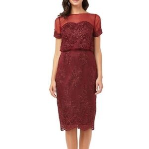 JS Collections EMBROIDERED BLOUSON MIDI DRESS Size 14